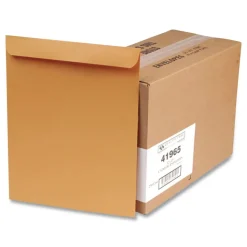 Quality Park 12 x 15.5 Gummed Closure Square Flap Catalog Envelope - Brown Kraft (250/Box)