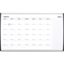 Quartet 30 in. x 18 in. ARC Frame Cubicle Monthly Planning/Scheduling Calendar Board - White Magnetic Surface/Satin Aluminum Frame