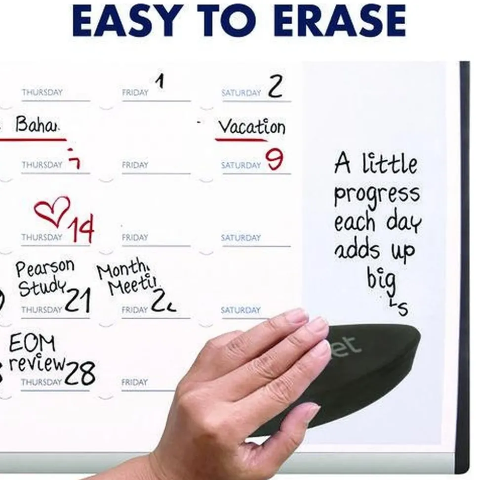 Quartet 30 in. x 18 in. ARC Frame Cubicle Monthly Planning/Scheduling Calendar Board - White Magnetic Surface/Satin Aluminum Frame