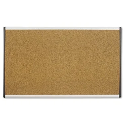 Quartet 30 in. x 18 in. ARC Frame Cubicle Cork Bulletin Board - Tan Surface/Satin Aluminum Frame
