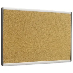 Quartet 30 in. x 18 in. ARC Frame Cubicle Cork Bulletin Board - Tan Surface/Satin Aluminum Frame
