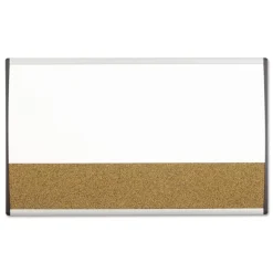 Quartet 30 in. x 18 in. ARC Frame Cubicle Combo Dry Erase/Cork Bulletin Board - Tan/White Surface/Satin Aluminum Frame