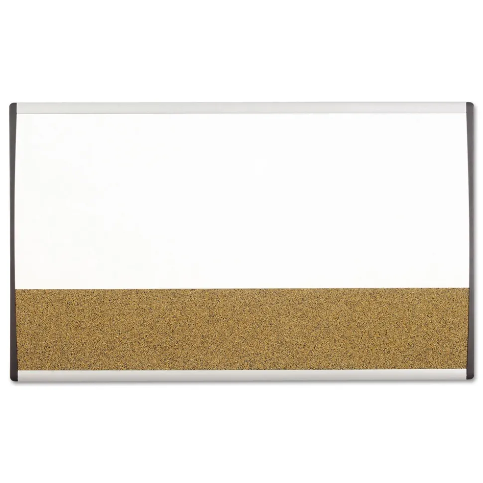 Quartet 30 in. x 18 in. ARC Frame Cubicle Combo Dry Erase/Cork Bulletin Board - Tan/White Surface/Satin Aluminum Frame