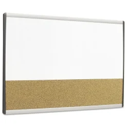 Quartet 30 in. x 18 in. ARC Frame Cubicle Combo Dry Erase/Cork Bulletin Board - Tan/White Surface/Satin Aluminum Frame