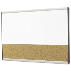 Quartet 30 in. x 18 in. ARC Frame Cubicle Combo Dry Erase/Cork Bulletin Board - Tan/White Surface/Satin Aluminum Frame