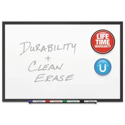 Quartet 72 in. x 48 in. Classic Series Porcelain Magnetic Dry Erase Board - White Surface, Black Aluminum Frame