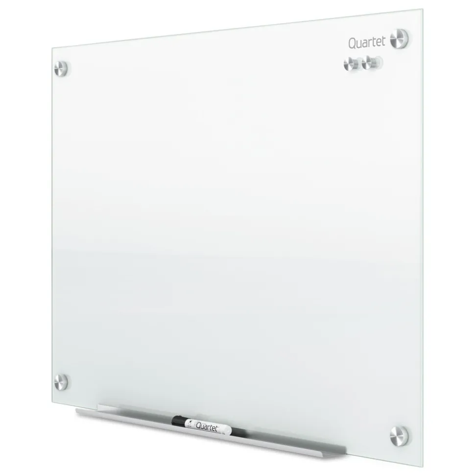 Quartet 24 in. x 18 in. Infinity Magnetic Glass Marker Board - White Surface
