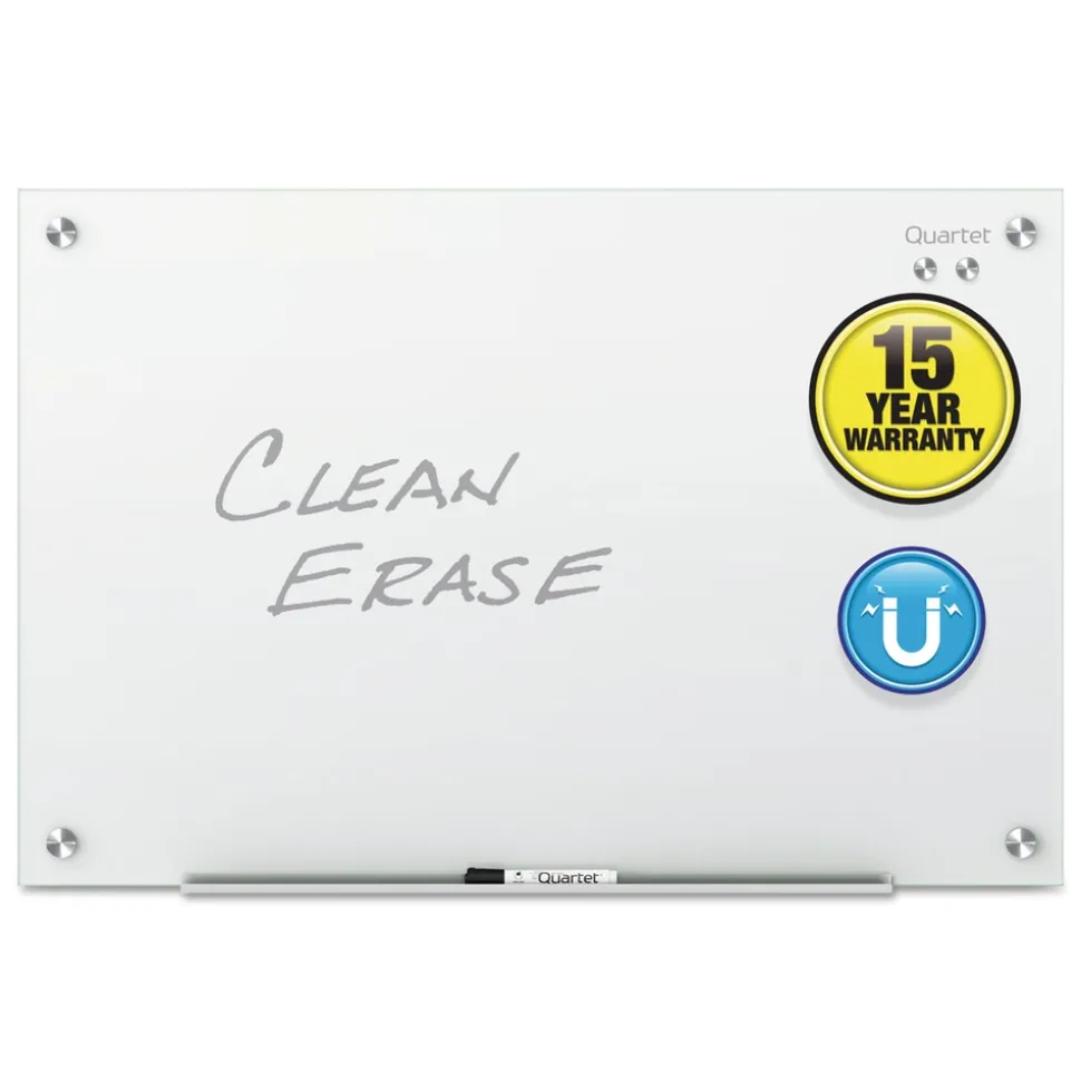 Quartet 24 in. x 18 in. Infinity Magnetic Glass Marker Board - White Surface