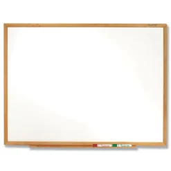 Quartet 36 in. x 24 in. Oak Finished Fiberboard (MDF) Frame Classic Series Total Erase Dry Erase Boards - White Surface