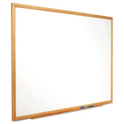 Quartet 36 in. x 24 in. Oak Finished Fiberboard (MDF) Frame Classic Series Total Erase Dry Erase Boards - White Surface