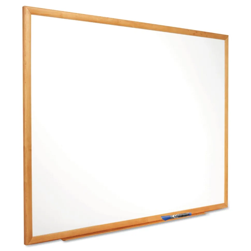 Quartet 36 in. x 24 in. Oak Finished Fiberboard (MDF) Frame Classic Series Total Erase Dry Erase Boards - White Surface