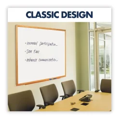 Quartet 36 in. x 24 in. Oak Finished Fiberboard (MDF) Frame Classic Series Total Erase Dry Erase Boards - White Surface