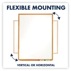 Quartet 36 in. x 24 in. Oak Finished Fiberboard (MDF) Frame Classic Series Total Erase Dry Erase Boards - White Surface