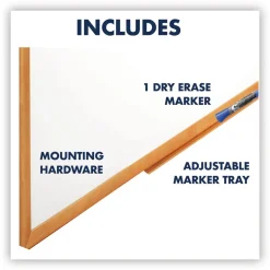 Quartet 36 in. x 24 in. Oak Finished Fiberboard (MDF) Frame Classic Series Total Erase Dry Erase Boards - White Surface