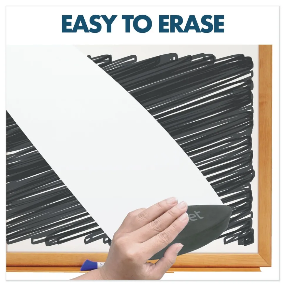 Quartet 48 in. x 36 in. Oak Finished Fiberboard (MDF) Frame Combination Board - Brown/White Surface