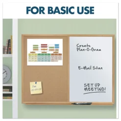 Quartet 48 in. x 36 in. Oak Finished Fiberboard (MDF) Frame Combination Board - Brown/White Surface