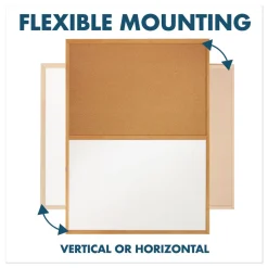 Quartet 48 in. x 36 in. Oak Finished Fiberboard (MDF) Frame Combination Board - Brown/White Surface