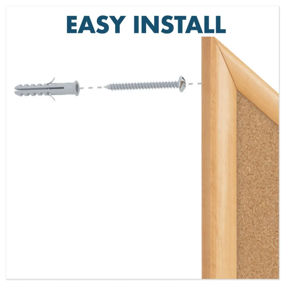 Quartet 48 in. x 36 in. Oak Finished Fiberboard (MDF) Frame Combination Board - Brown/White Surface