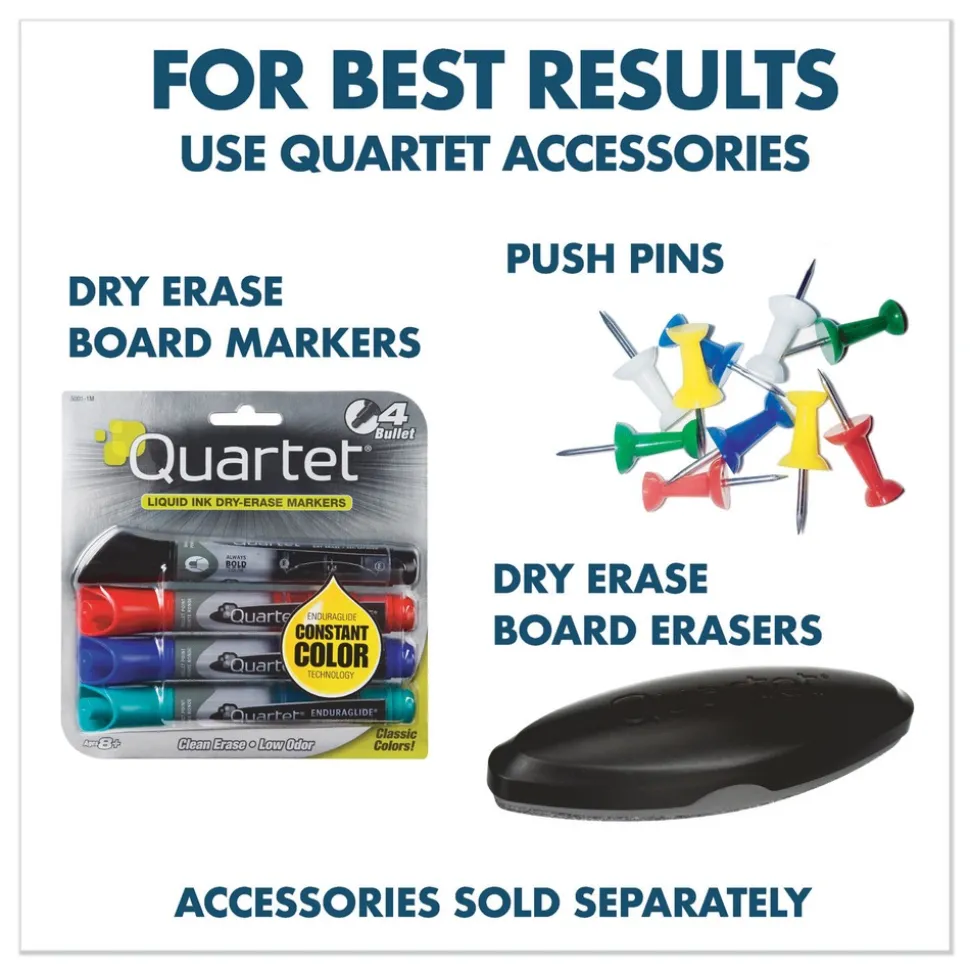 Quartet 48 in. x 36 in. Oak Finished Fiberboard (MDF) Frame Combination Board - Brown/White Surface