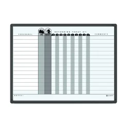 Quartet 24 in. x 18 in. 15-Person Employee In/Out Tracking Board System - White/Gray Surface/Black Aluminum Frame