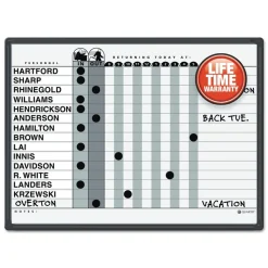 Quartet 24 in. x 18 in. 15-Person Employee In/Out Tracking Board System - White/Gray Surface/Black Aluminum Frame