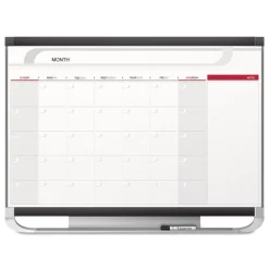 Quartet 36 in. x 24 in. Prestige 2 Magnetic Total Erase Monthly Calendar - White Surface, Graphite Gray Fiberboard/Plastic Frame