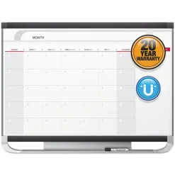Quartet 36 in. x 24 in. Prestige 2 Magnetic Total Erase Monthly Calendar - White Surface, Graphite Gray Fiberboard/Plastic Frame