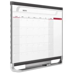 Quartet 36 in. x 24 in. Prestige 2 Magnetic Total Erase Monthly Calendar - White Surface, Graphite Gray Fiberboard/Plastic Frame