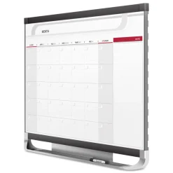 Quartet 36 in. x 24 in. Prestige 2 Magnetic Total Erase Monthly Calendar - White Surface, Graphite Gray Fiberboard/Plastic Frame