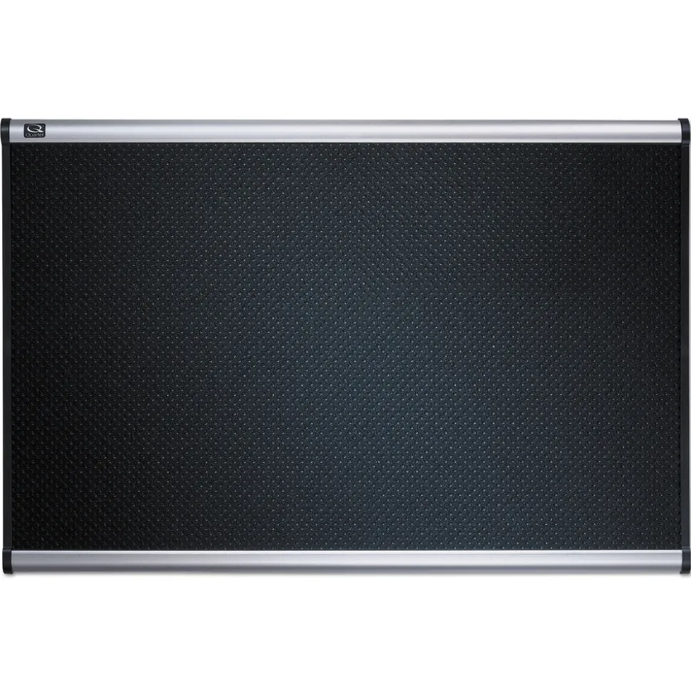 Quartet Prestige 36 in. x 24 in. Embossed Foam Bulletin Board - Black/Silver