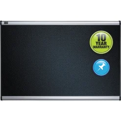Quartet Prestige 36 in. x 24 in. Embossed Foam Bulletin Board - Black/Silver