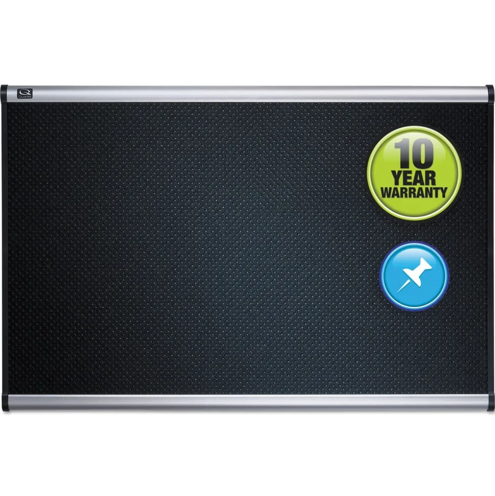 Quartet Prestige 36 in. x 24 in. Embossed Foam Bulletin Board - Black/Silver