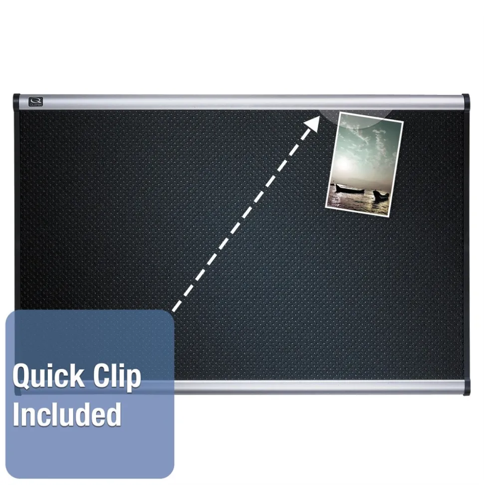 Quartet Prestige 36 in. x 24 in. Embossed Foam Bulletin Board - Black/Silver
