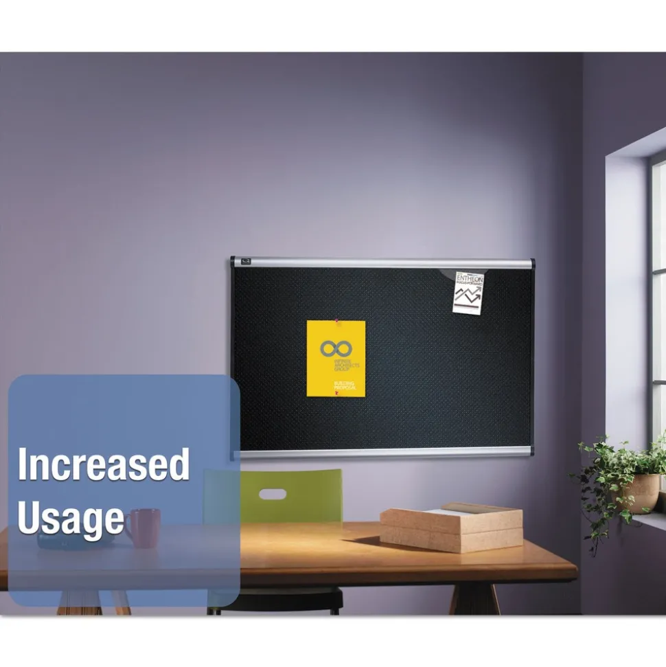 Quartet Prestige 36 in. x 24 in. Embossed Foam Bulletin Board - Black/Silver