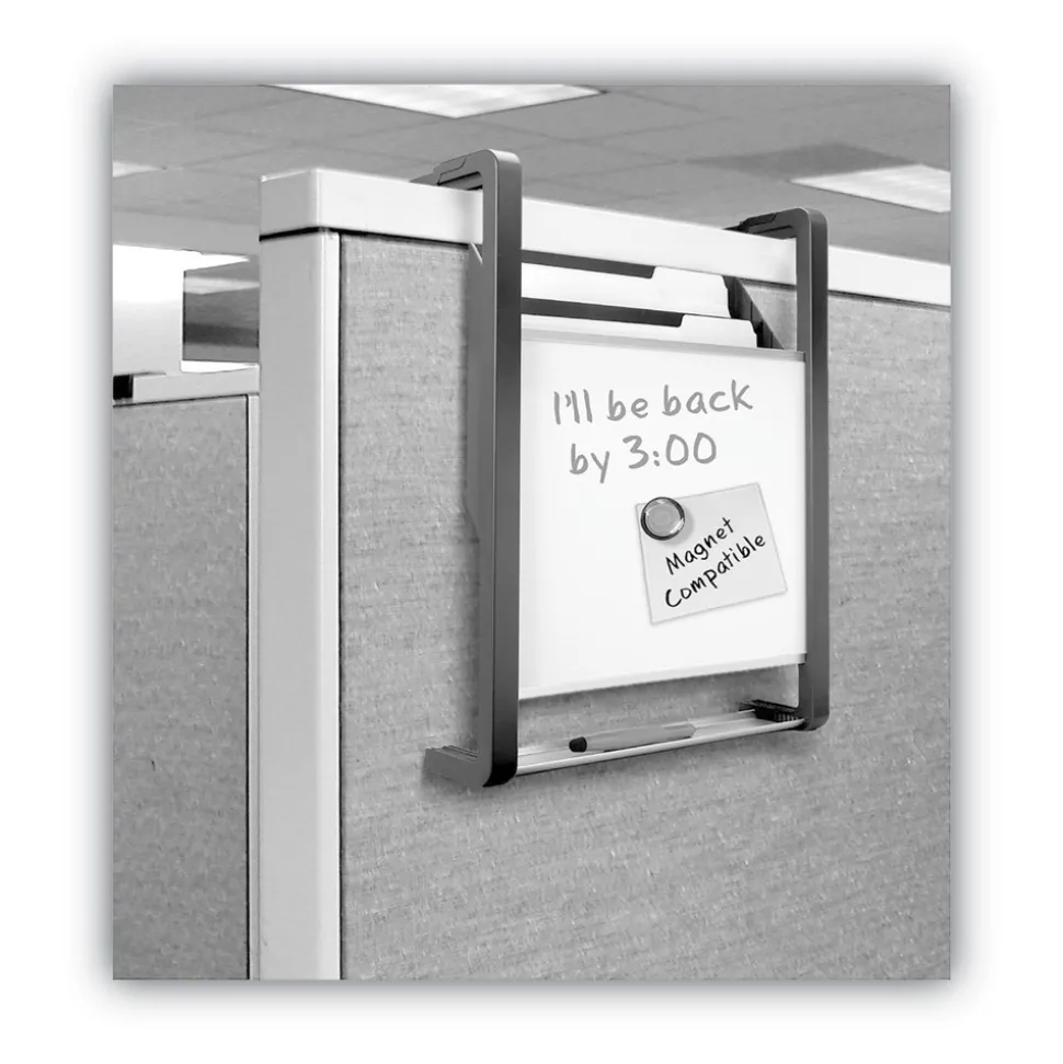 Quartet Three-Pocket Hanging File Pocket with Dry Erase Board - Letter, Black