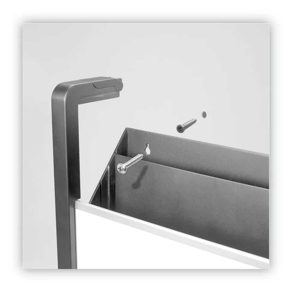 Quartet Three-Pocket Hanging File Pocket with Dry Erase Board - Letter, Black