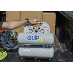 Quipall Ultra Quiet 1 HP 4.6 Gallon Oil-Free Twin Stack Air Compressor