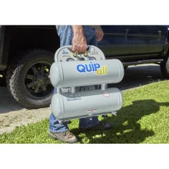 Quipall Ultra Quiet 1 HP 4.6 Gallon Oil-Free Twin Stack Air Compressor
