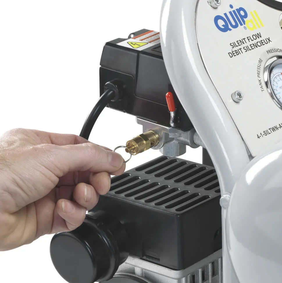 Quipall Ultra Quiet 1 HP 4.6 Gallon Oil-Free Twin Stack Air Compressor