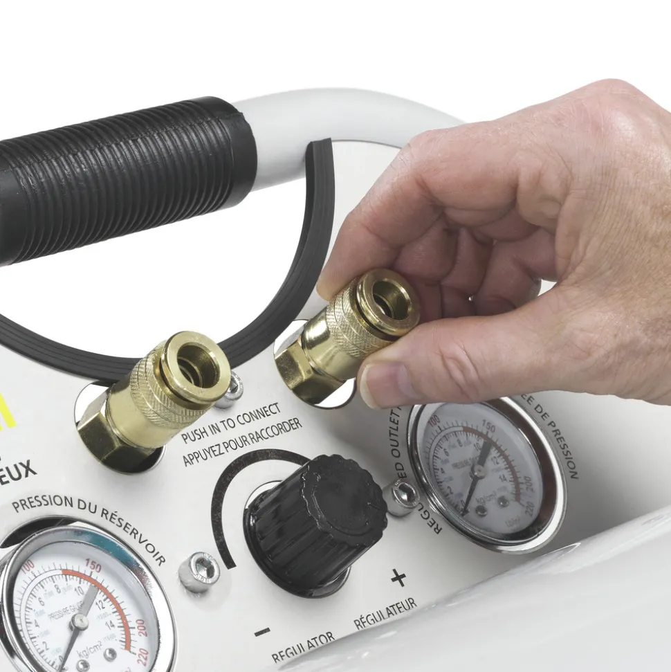 Quipall Ultra Quiet 1 HP 4.6 Gallon Oil-Free Twin Stack Air Compressor