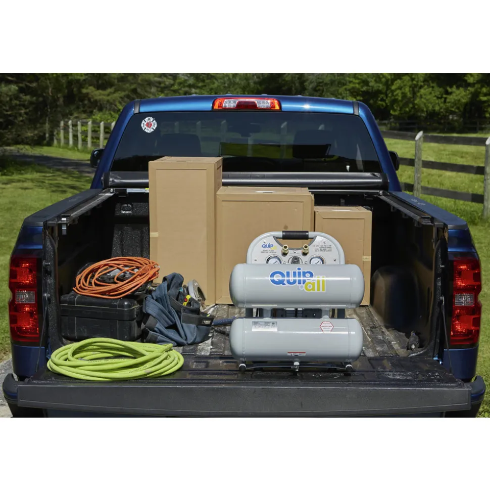 Quipall Ultra Quiet 1 HP 4.6 Gallon Oil-Free Twin Stack Air Compressor