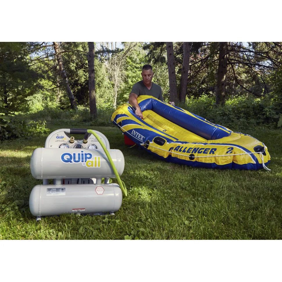 Quipall Ultra Quiet 1 HP 4.6 Gallon Oil-Free Twin Stack Air Compressor