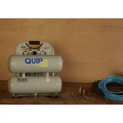 Quipall Ultra Quiet 1 HP 4.6 Gallon Oil-Free Twin Stack Air Compressor
