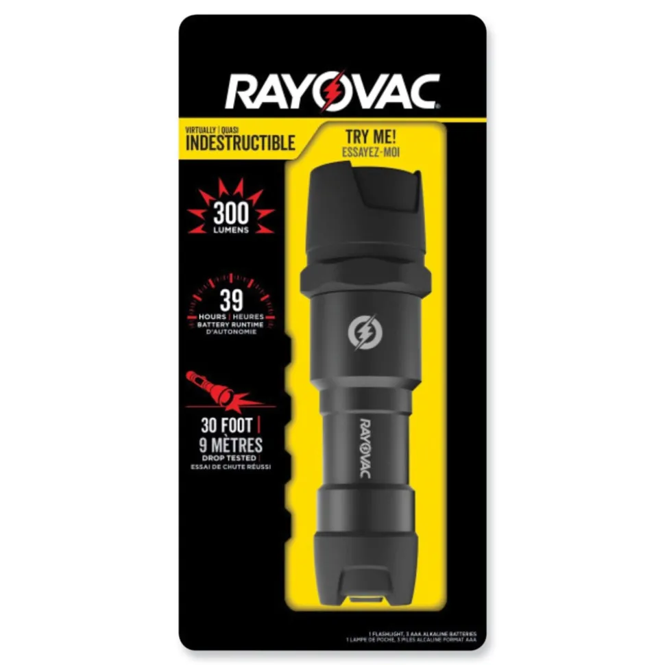 Rayovac 3 AAA Batteries Virtually Indestructible LED Flashlight - Black
