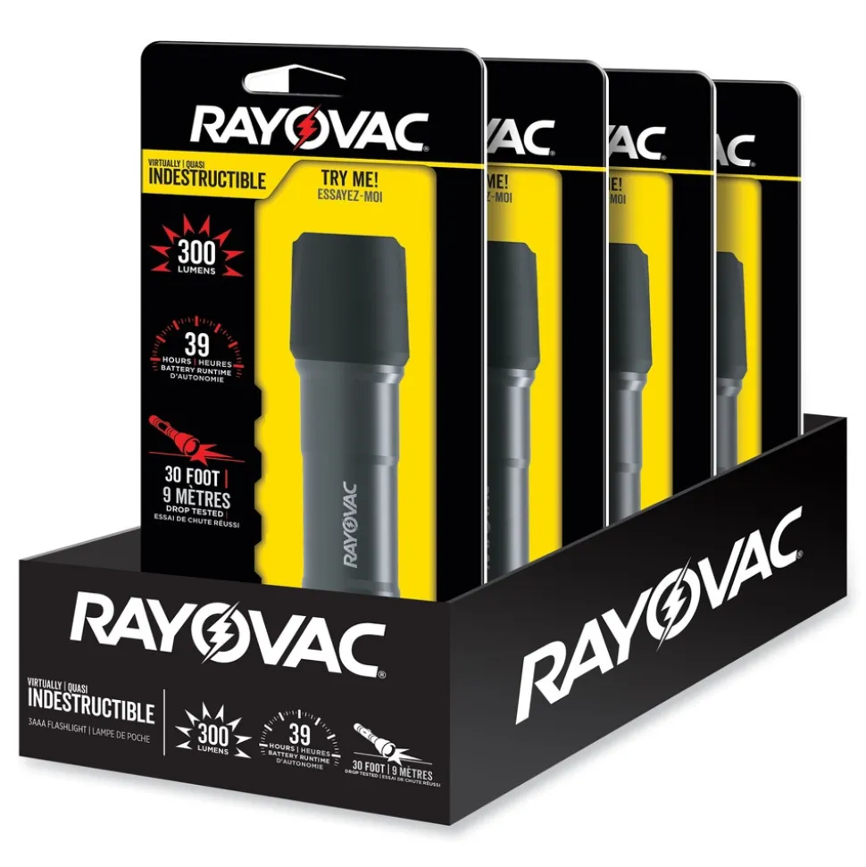 Rayovac 3 AAA Batteries Virtually Indestructible LED Flashlight - Black