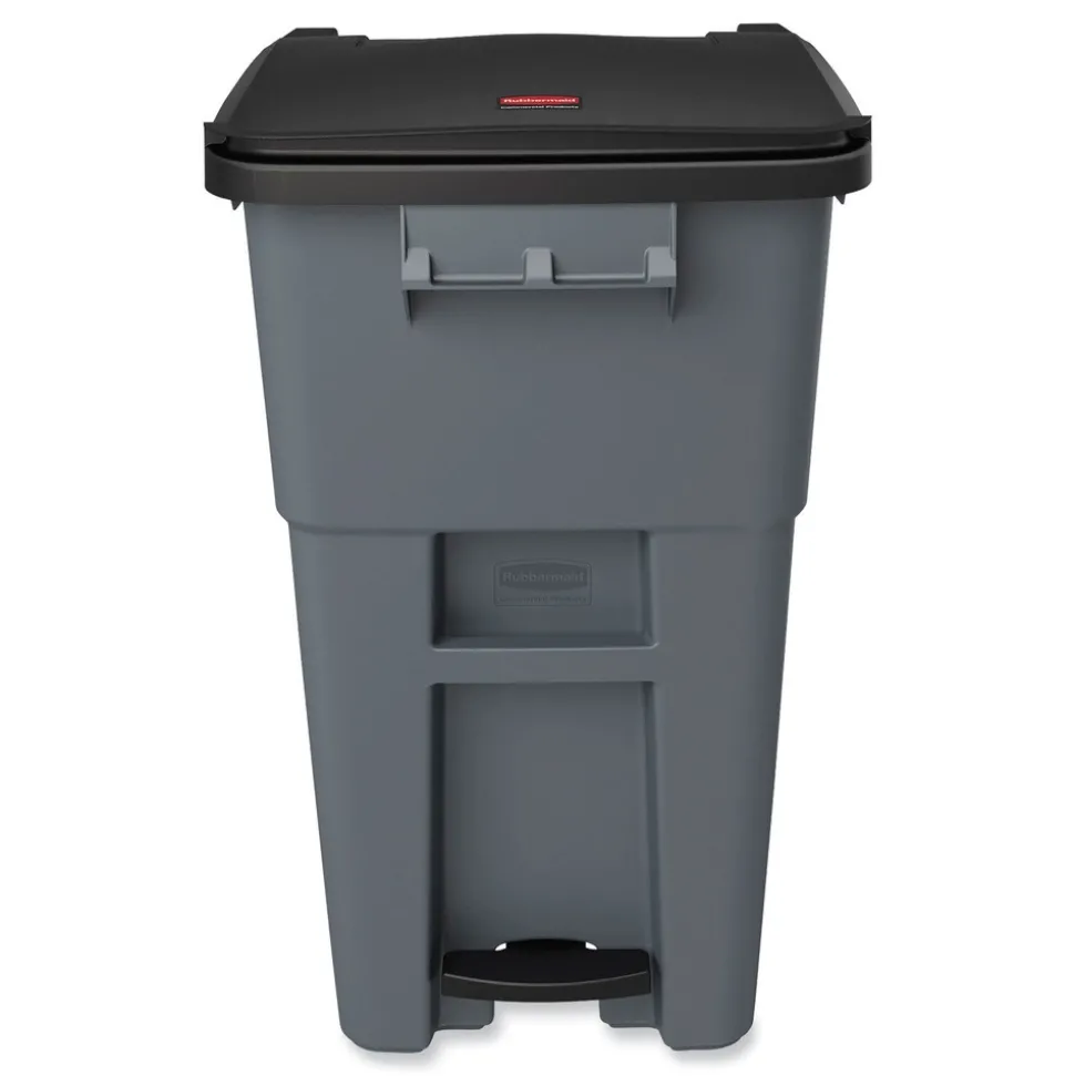 Rubbermaid Commercial 1971956 50 Gallon Brute Step-On Rollouts - Metal/Plastic, Gray