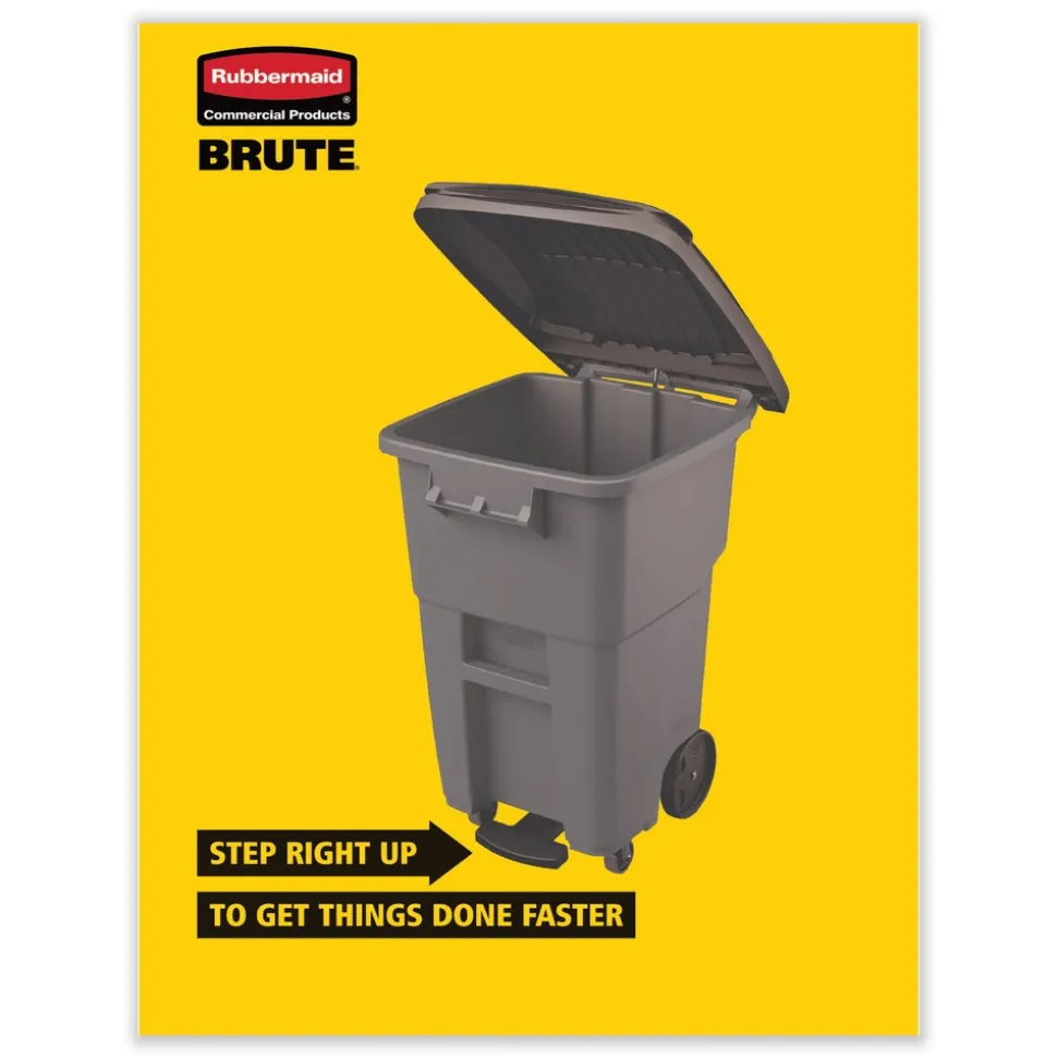 Rubbermaid Commercial 1971956 50 Gallon Brute Step-On Rollouts - Metal/Plastic, Gray