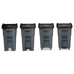 Rubbermaid Commercial 1971956 50 Gallon Brute Step-On Rollouts - Metal/Plastic, Gray