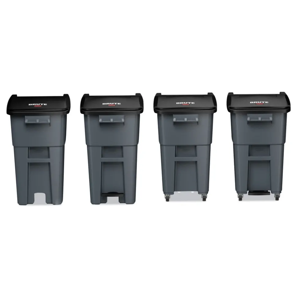 Rubbermaid Commercial 1971956 50 Gallon Brute Step-On Rollouts - Metal/Plastic, Gray