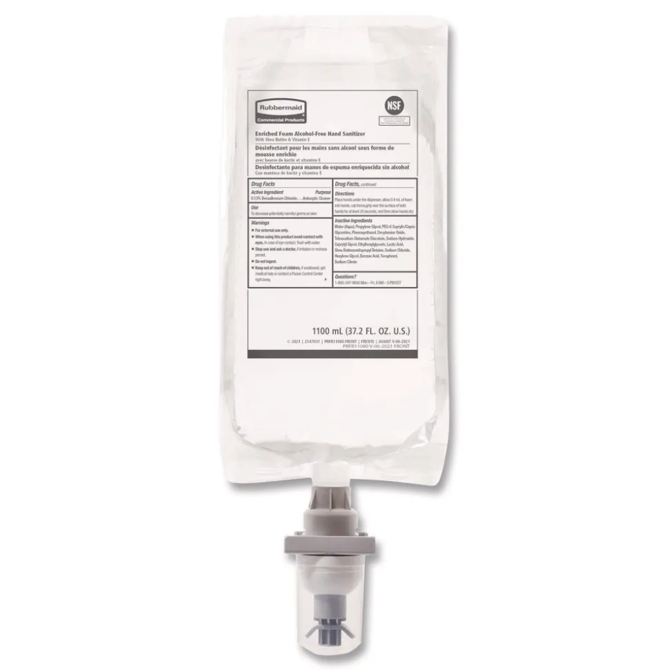 Rubbermaid Commercial 2147027 1,100 milliliter Auto Foam Refill Antibacterial Hand Soap - Fragrance Free (4/Carton)